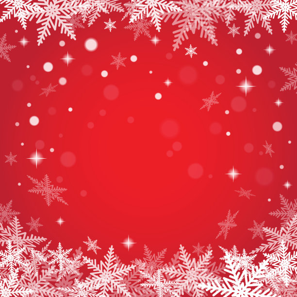 红色背景上的圣诞雪花。图片下载