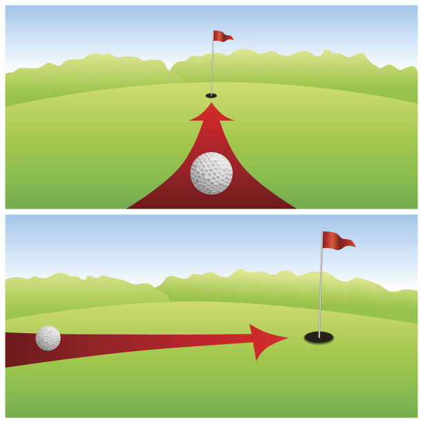 景观高尔夫球场绿白球红箭头背景矢量图片下载
