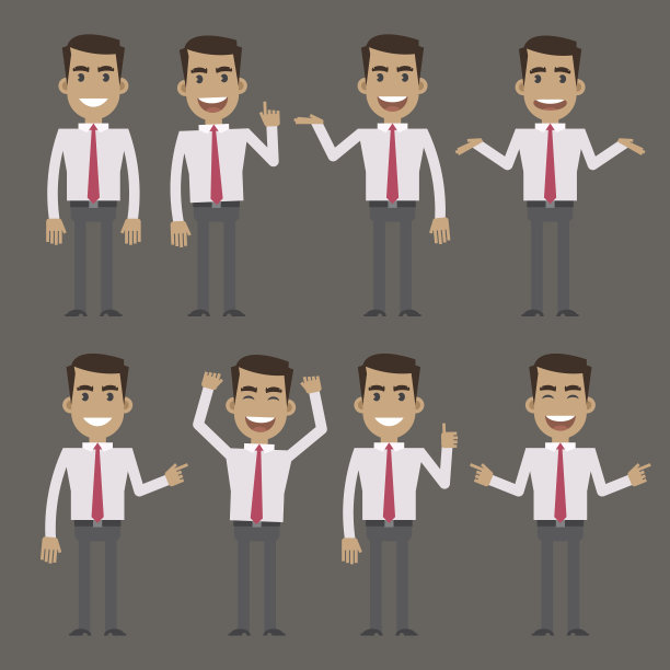 不同姿势的商人角色图片下载