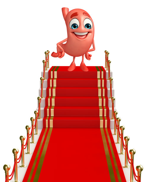 卡通人物的胃与红地毯图片下载