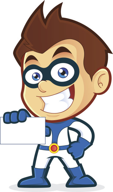 超级英雄拿着一张空白的名片图片下载