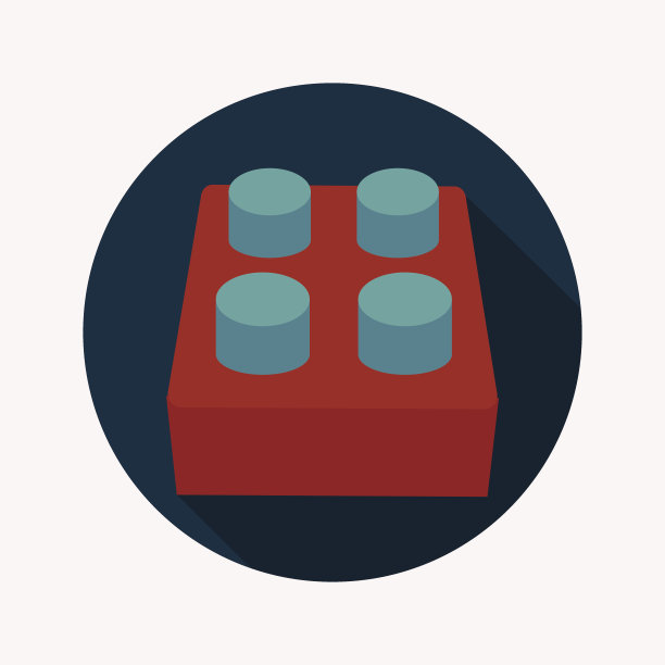 砖块玩具平面图标与长影子，eps10图片下载