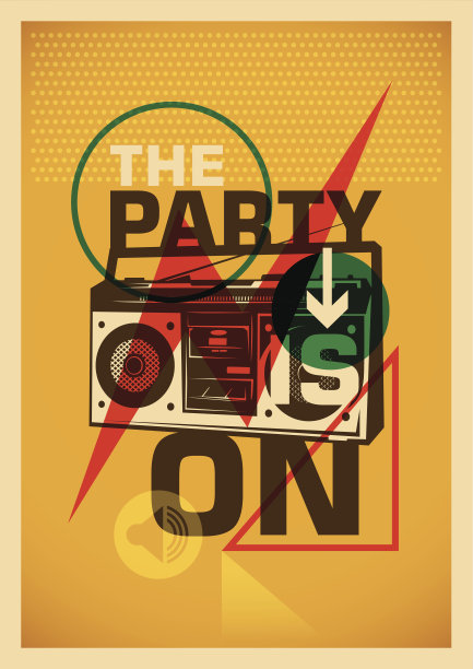 彩色抽象设计的派对海报。图片下载