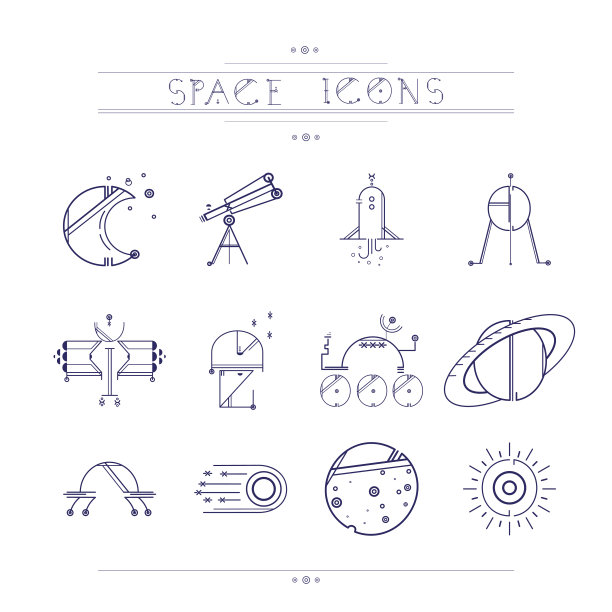 空间图标现代线条风格向量图片下载