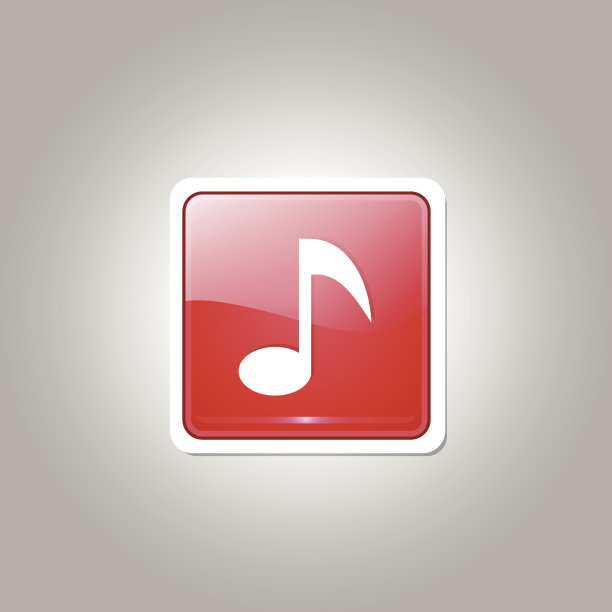 音乐笔记方形矢量红色网页图标按钮图片下载