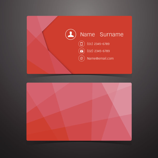 多边形红色设计的名片。矢量图图片下载