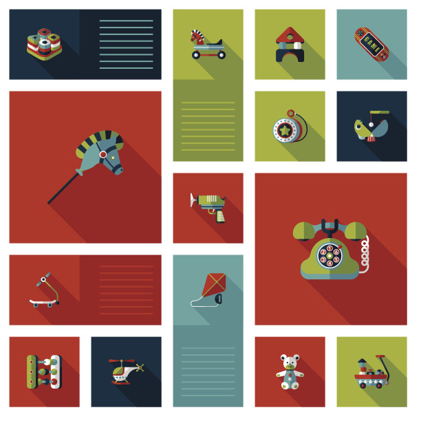 儿童玩具平面UI背景，eps10图片下载