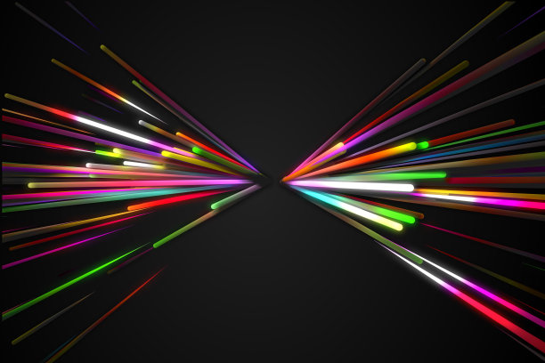 彩虹直三角形蝴蝶形状线辉光黑暗的背景图片下载