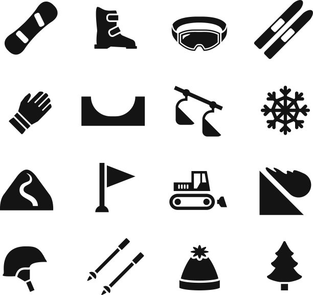 设置图标的滑雪和滑雪板图片下载