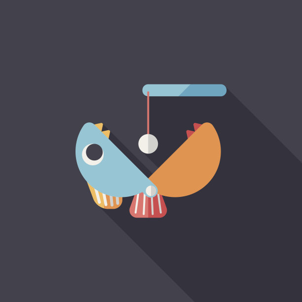 钓鱼玩具扁平图标与长影子，eps10图片下载