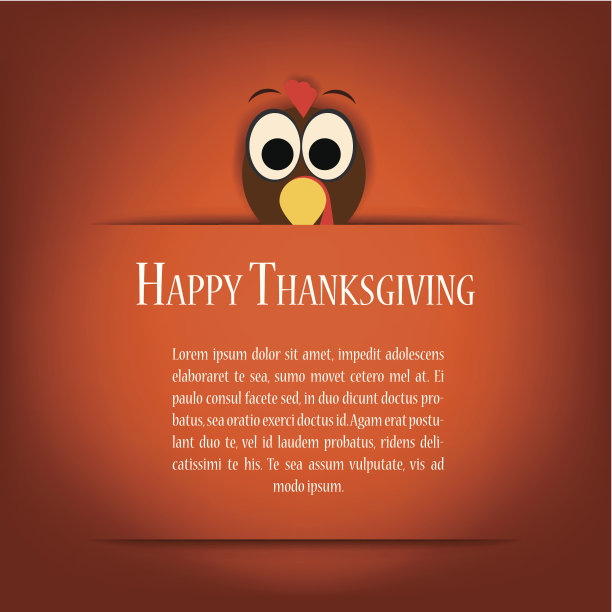 感恩节卡片矢量插画设计与传统火鸡图片下载