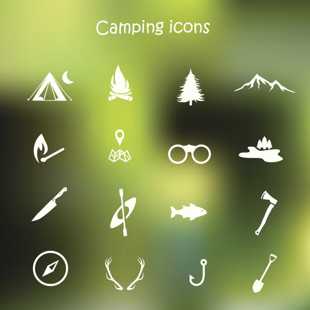 露营图标集矢量图片下载