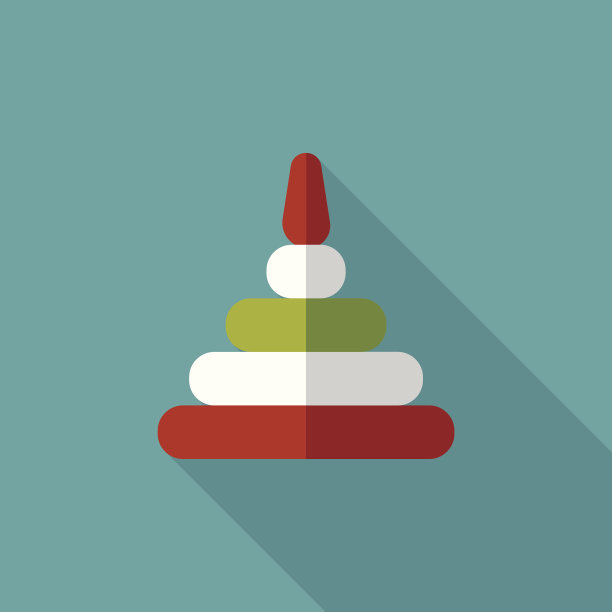 金字塔玩具平面图标与长影子，eps10图片下载