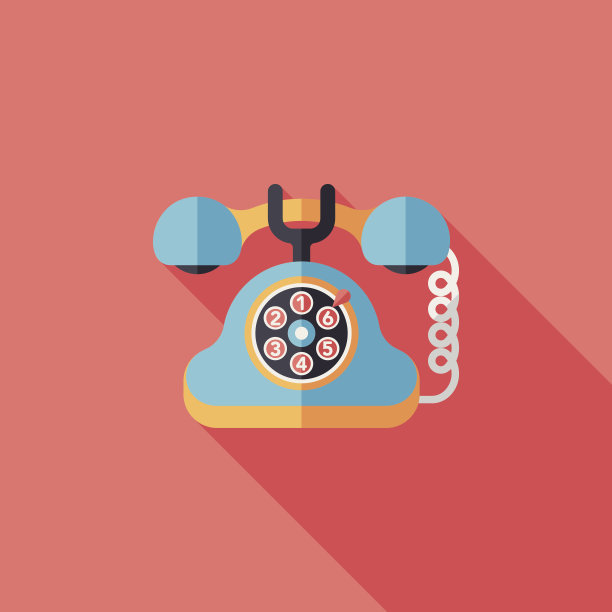 复古电话与长影子的图标，eps10图片下载