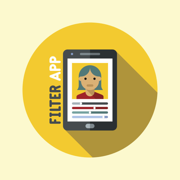 黑色平板与照片滤镜应用。潮人图标系列。图片下载