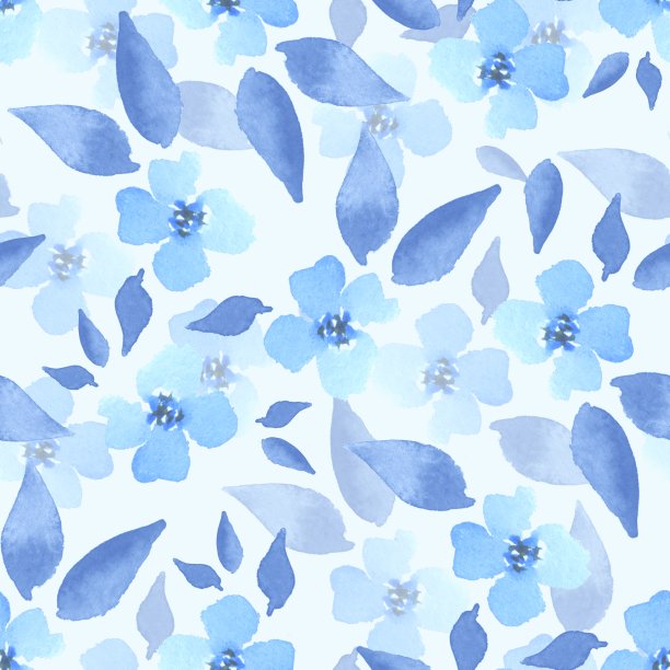 开花。水彩花卉背景。无缝模式23素材图片