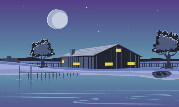 湖上小屋图片下载