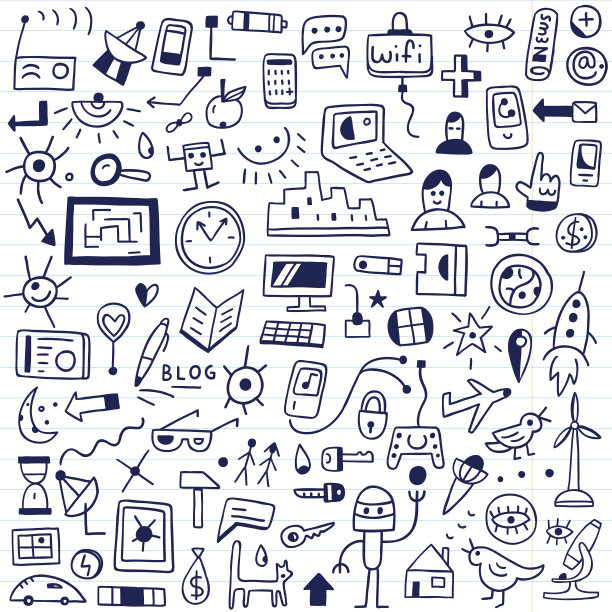 网络，社交媒体，设备-涂鸦集图片下载