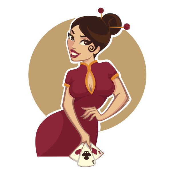 卡通亚洲女孩出演你的赌场项目图片下载