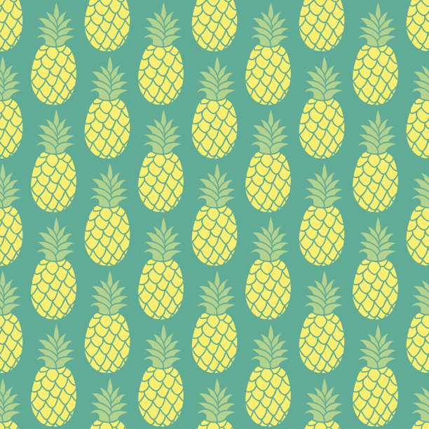 菠萝无缝图案的纺织品设计，包装纸，剪贴簿。素材图片