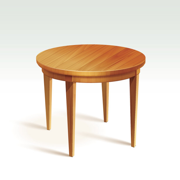 矢量空圆桌木桌孤立在白色背景图片下载