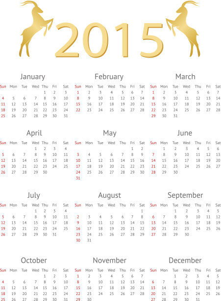 日历模板2015与山羊图标图片下载