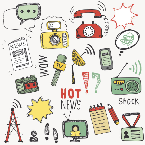 矢量涂鸦新闻图标集合图片下载