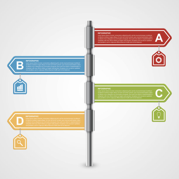 矢量箭头路标业务选项信息图形设计模板。图片下载