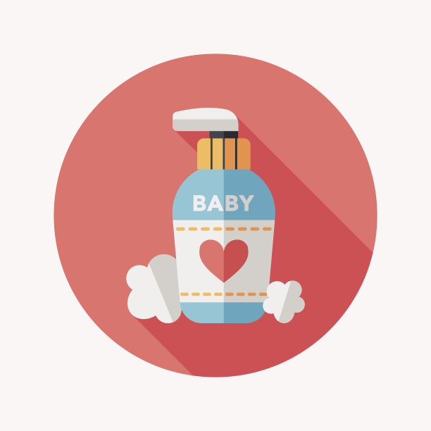 婴儿化妆品与长阴影平面图标，eps10图片下载