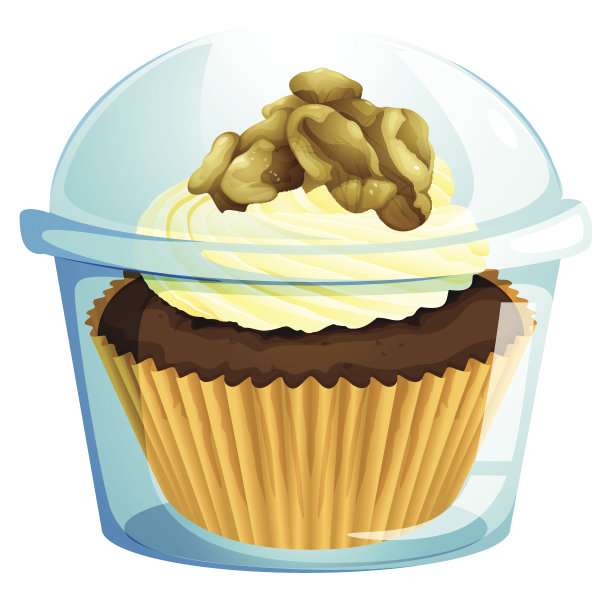 透明容器里的纸杯蛋糕图片下载