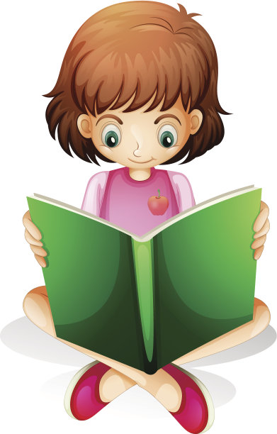 年轻的女孩在读一本绿色的书图片下载