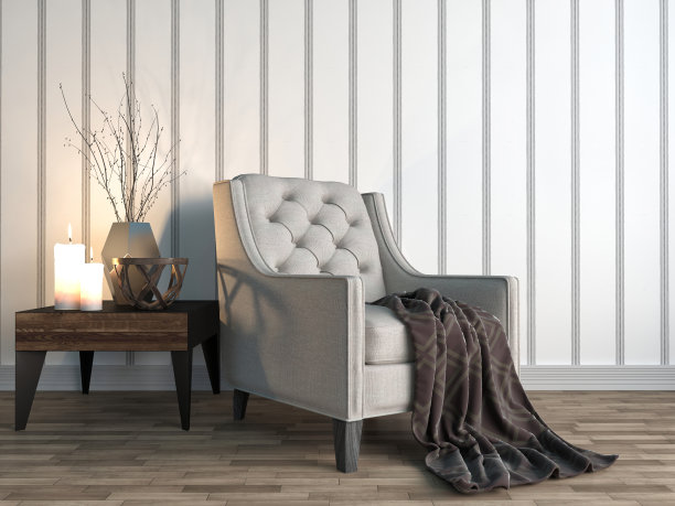 室内的椅子。三维演示素材图片