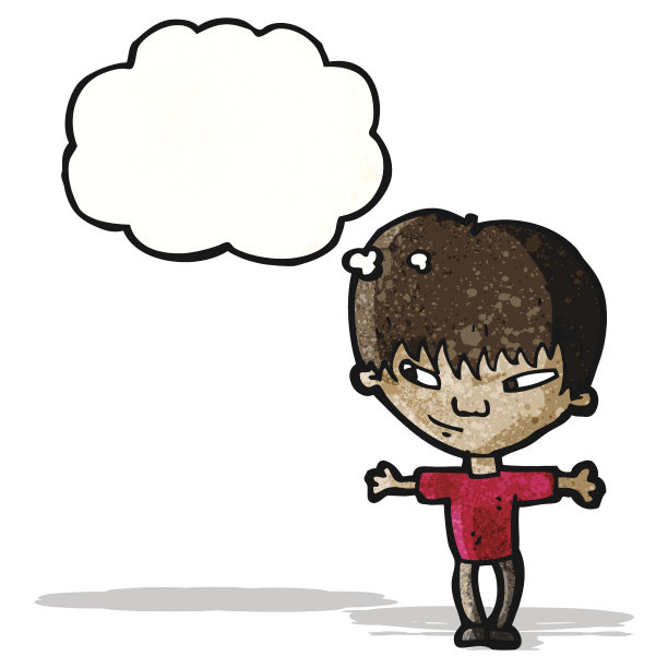 聪明的卡通男孩在想，图片下载
