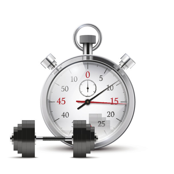 哑铃和秒表矢量图。图片下载