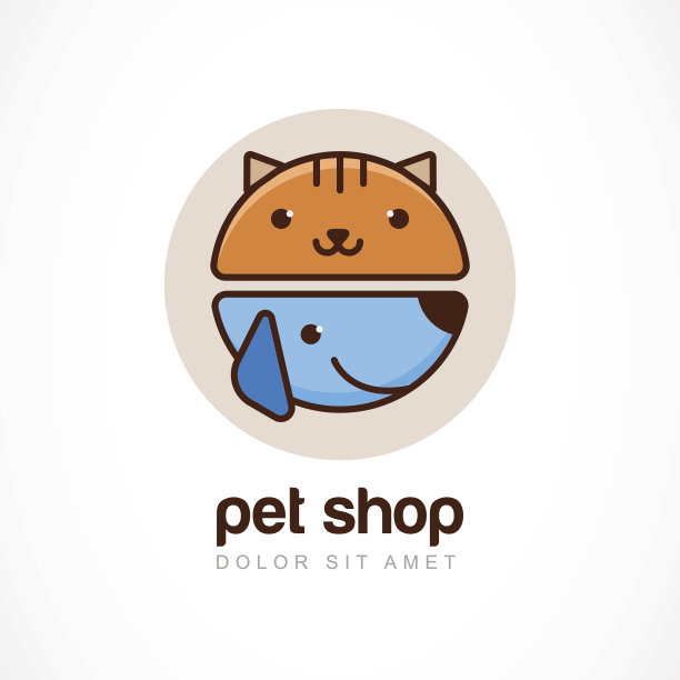 狗和猫的象征。向量模板。图片下载