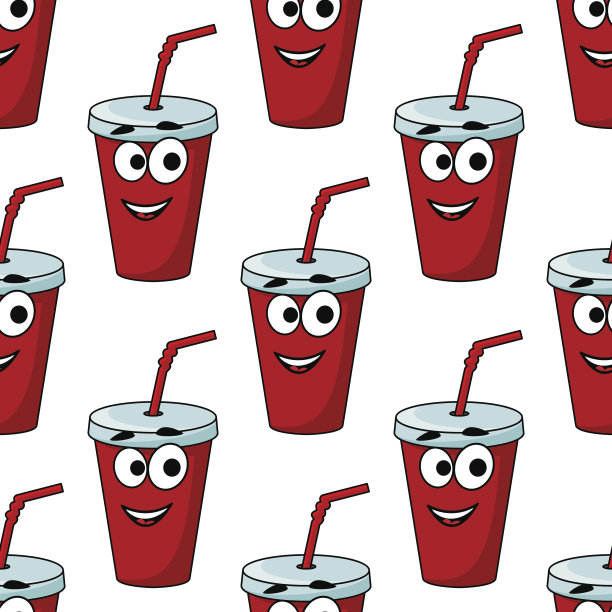 卡通外卖饮料无缝图案图片下载
