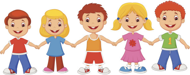 小朋友手牵着手的卡通图片下载