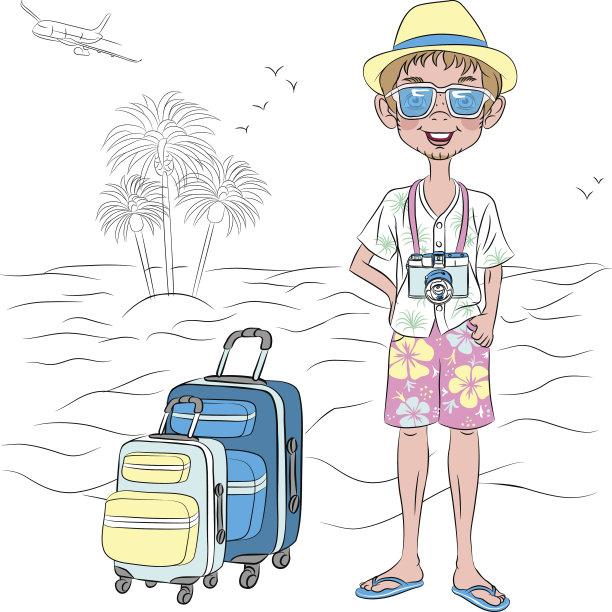 海滩上的时尚旅行者图片下载