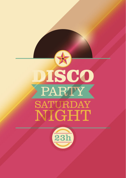 迪斯科舞会海报设计。图片下载