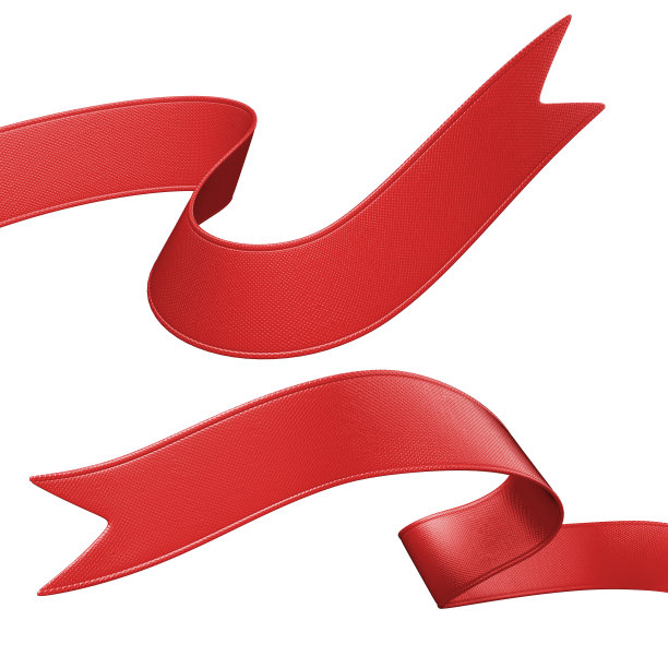 3d红色节日彩带横幅设置，孤立对象图片下载
