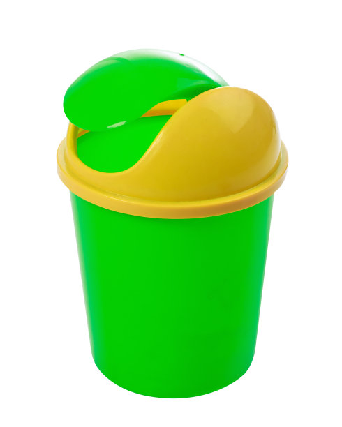 绿色bin在白色背景和裁剪路径。图片下载