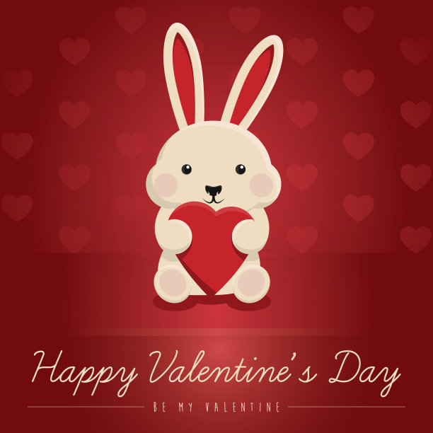 兔子与情人节的爱情卡片图片下载