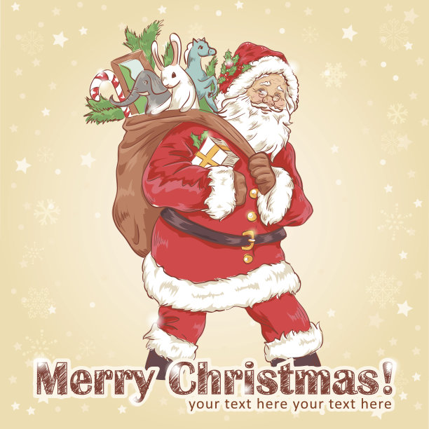 圣诞老人的复古明信片图片下载