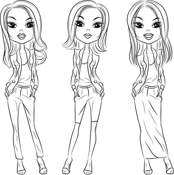 向量美丽的时尚女孩顶级模特图片下载