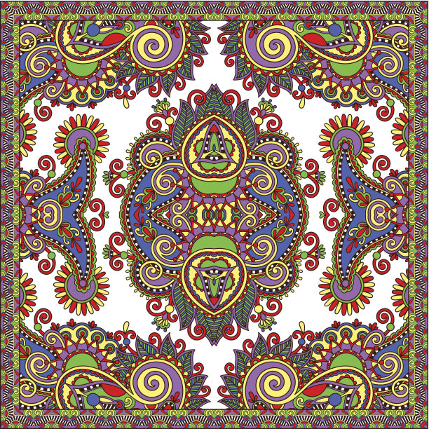 传统的装饰性佩斯利花大手帕图片下载