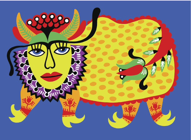 幻想的动物。乌克兰传统绘画。Karakoko风格。图片下载