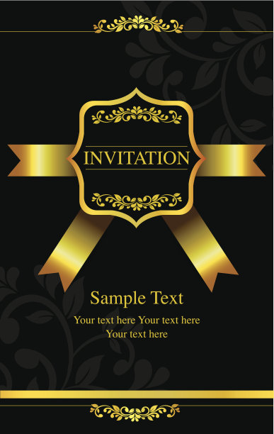 邀请卡黑色和金色风格图片下载