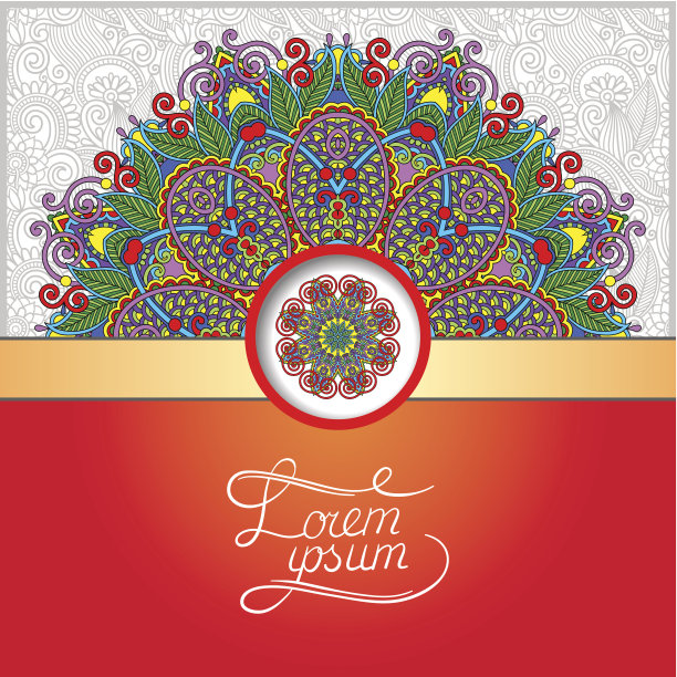 乌克兰东方民族风格的圆形花图案图片下载