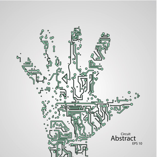 电路板形状的手掌eps10图片下载