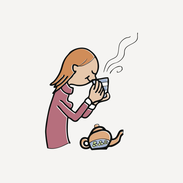 女孩喝茶休息时间图片下载